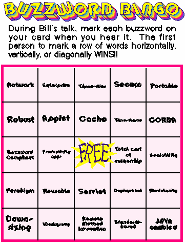 Buzzword Bingo Card